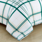 8-Piece Lodge Plaid and Patch Reversible Comforter Set - Includes 4-Piece Sheet Set with Double Sided Storage Pockets