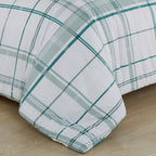 8-Piece Lodge Plaid and Patch Reversible Comforter Set - Includes 4-Piece Sheet Set with Double Sided Storage Pockets