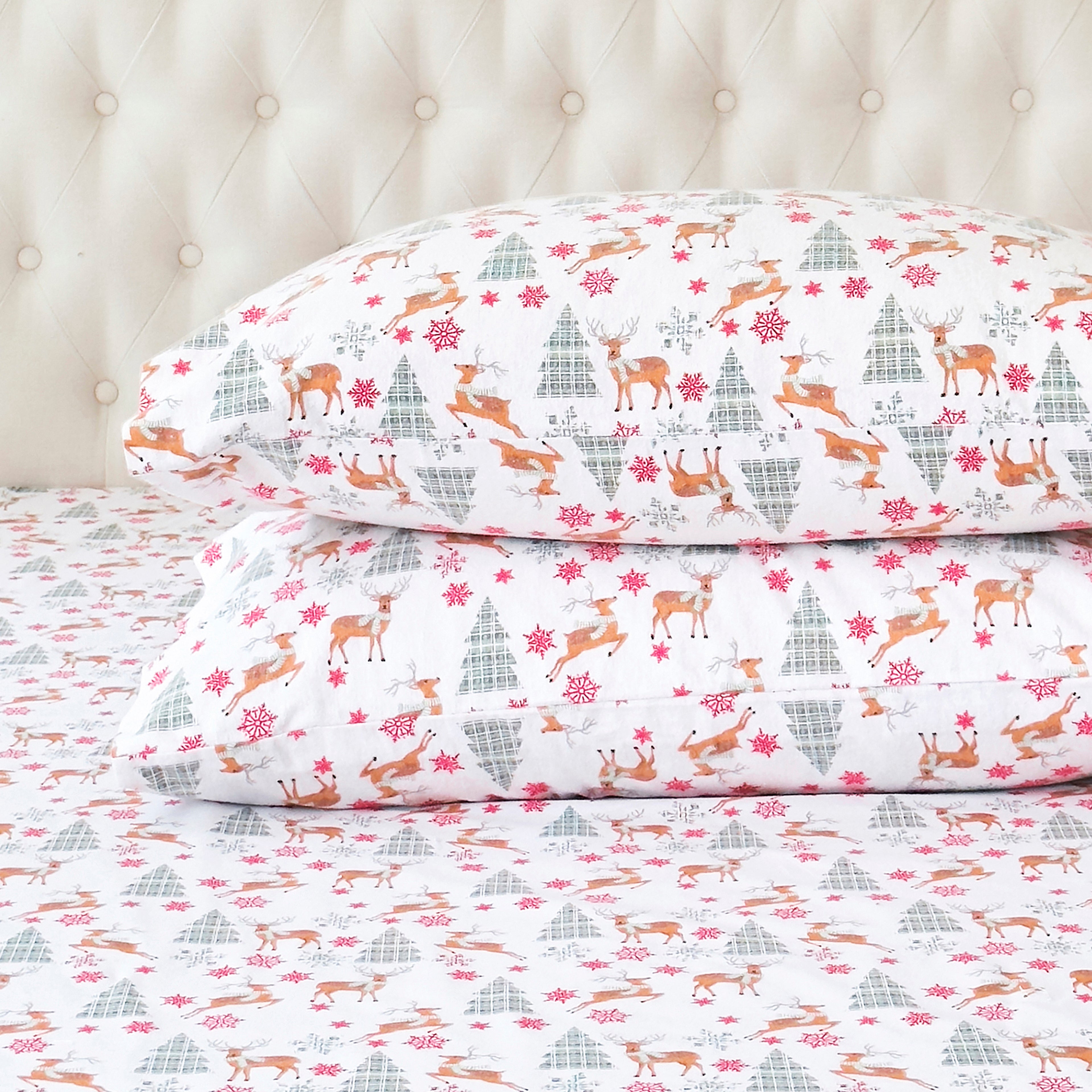 4-Piece Holiday Cotton Flannel Sheet Set - 100% Turkish Cotton