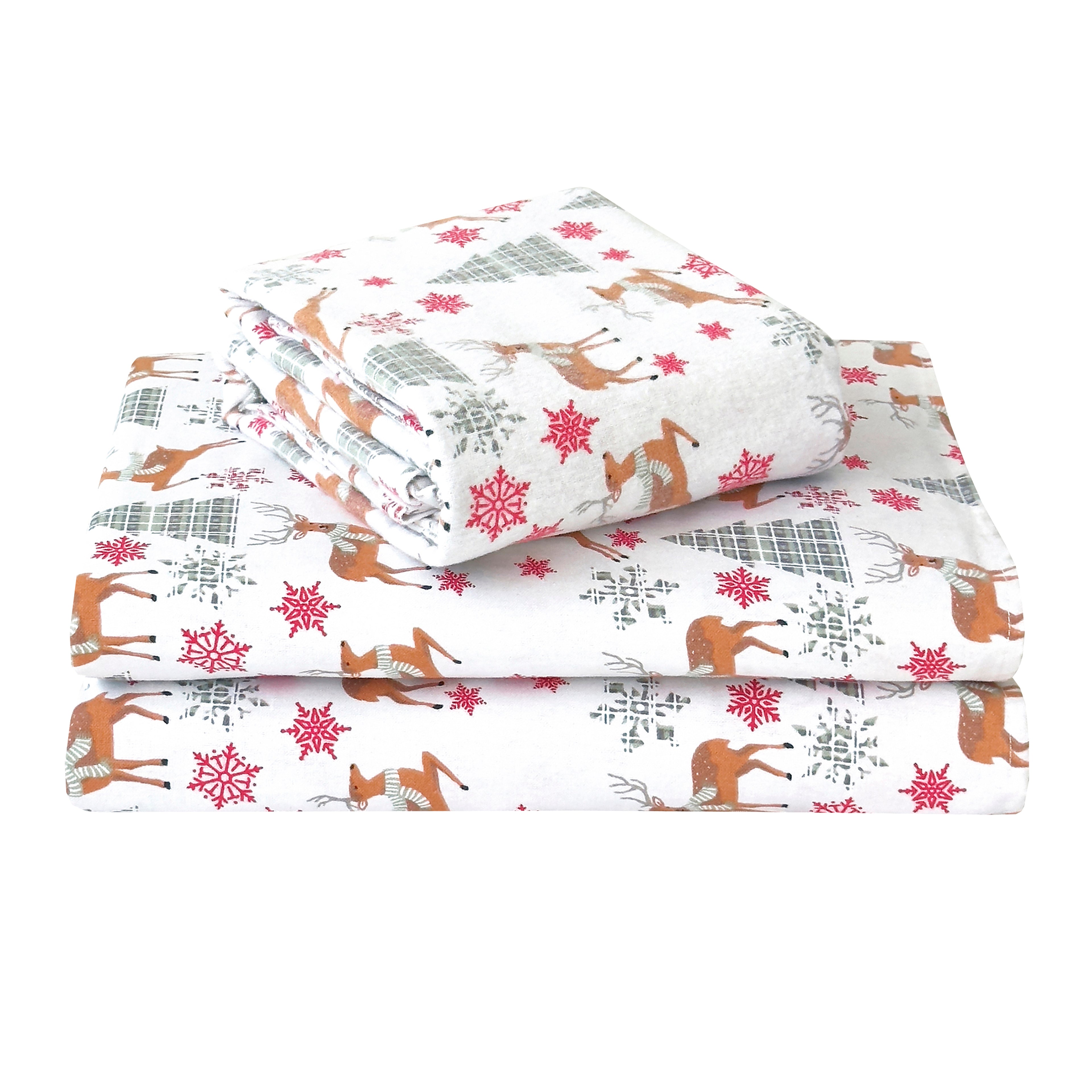 4-Piece Holiday Cotton Flannel Sheet Set - 100% Turkish Cotton