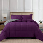 Reversible 3-Piece Box Stitched Comforter & Shams - Duvet Insert with 4 Corner Tabs