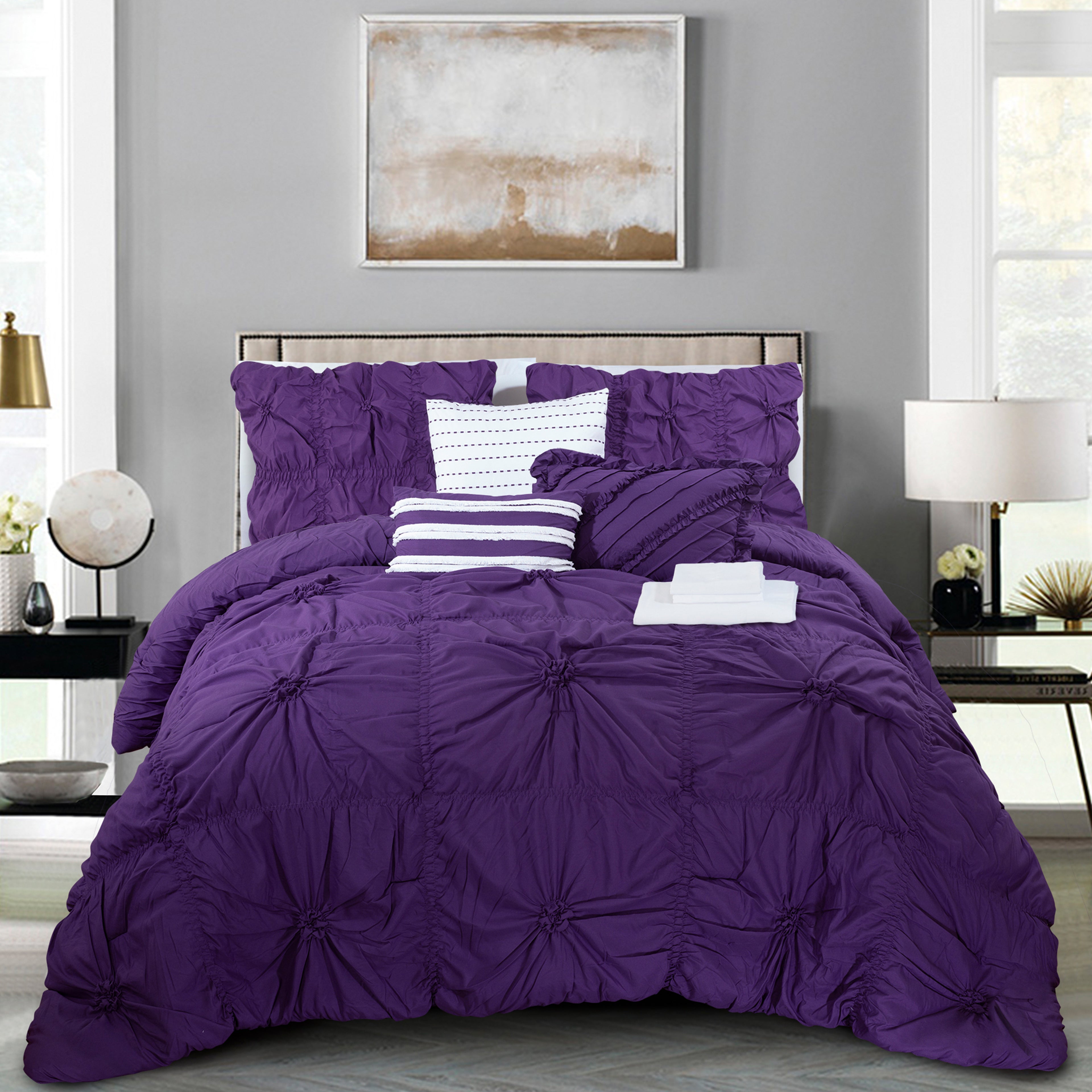 12-Piece Amy Oversized Comforter Set - Includes 6-Piece Sheet Set with Double Sided Storage Pockets
