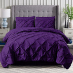 8-Piece Pintuck Pinch Pleated Comforter Set - Includes 4-Piece Sheet Set with Double Sided Storage Pockets