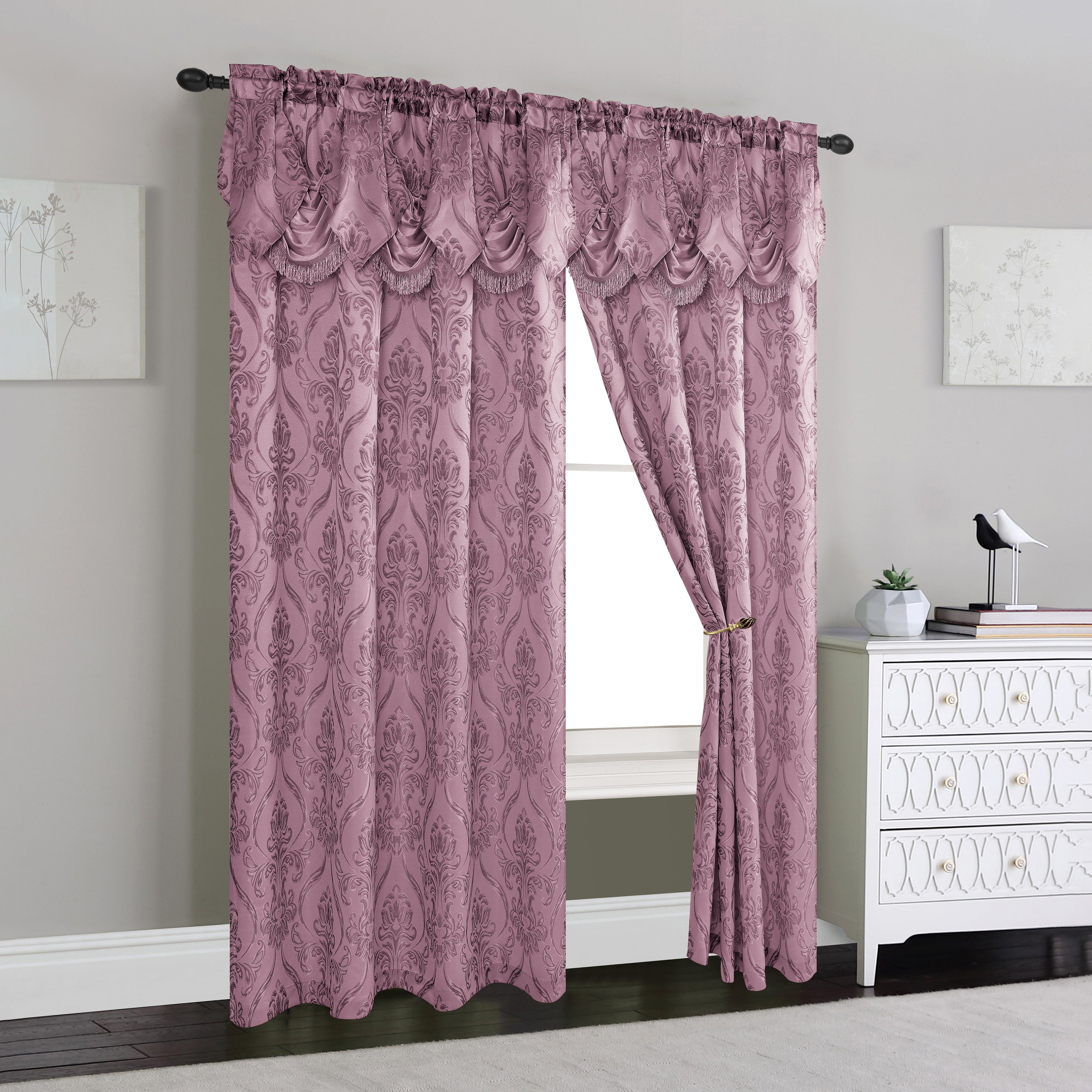 Set of 2 Penelope Jacquard Look Curtain Panels - 54" W x 84" L