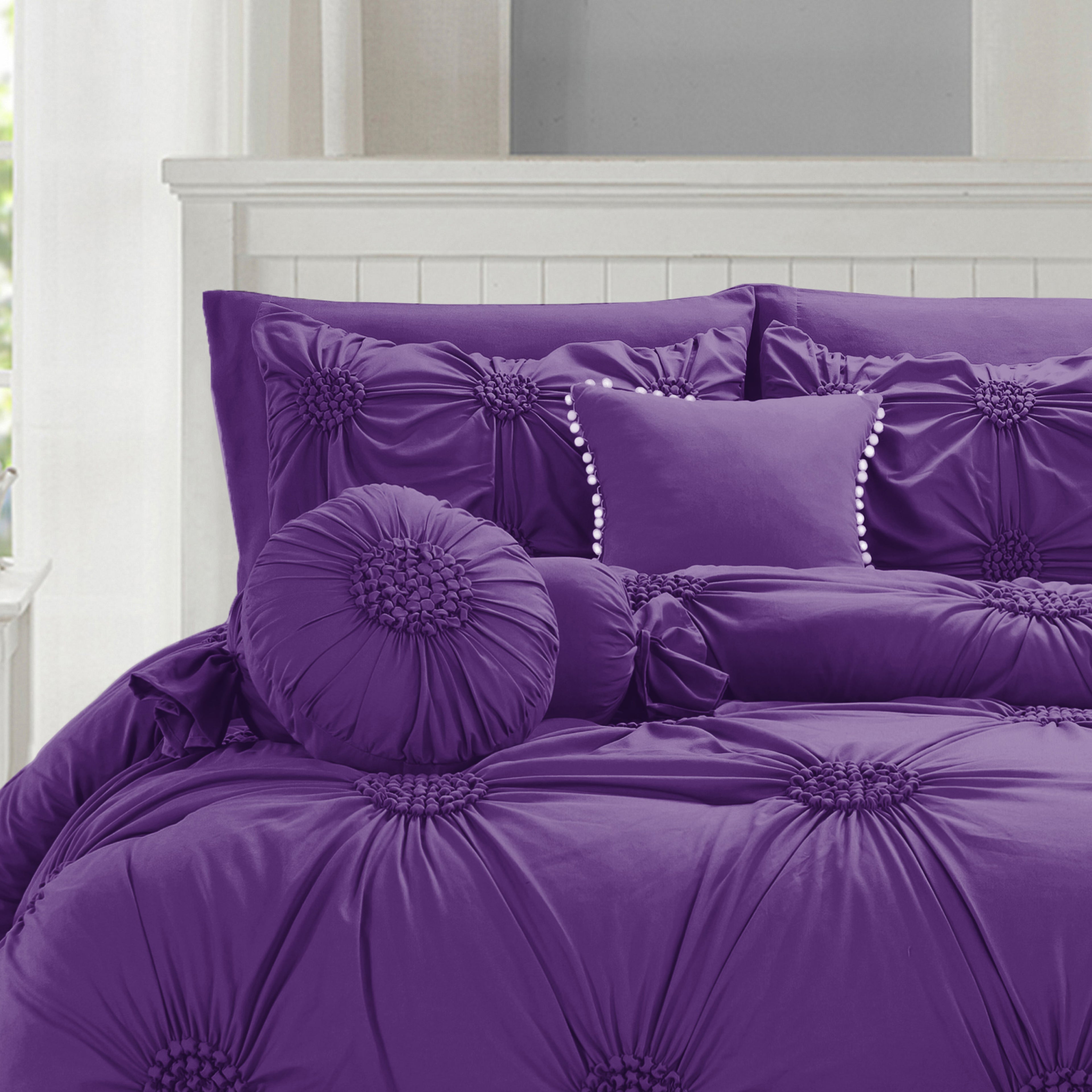 10-Piece Sunflower Comforter Set - Includes 4-Piece Sheet Set with Double Sided Storage Pockets
