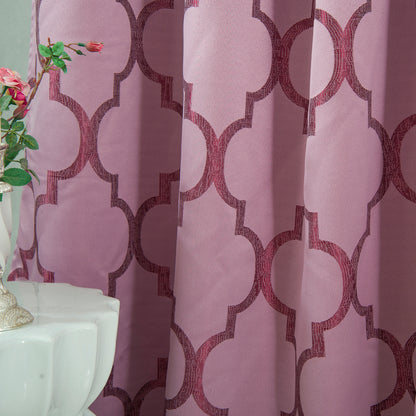 Elegant Comfort 2-Piece Quatrefoil - Moroccan Trellis Jacquard Look Curtain Panels- Attached Valance - 54" W x 84" L, Set of 2