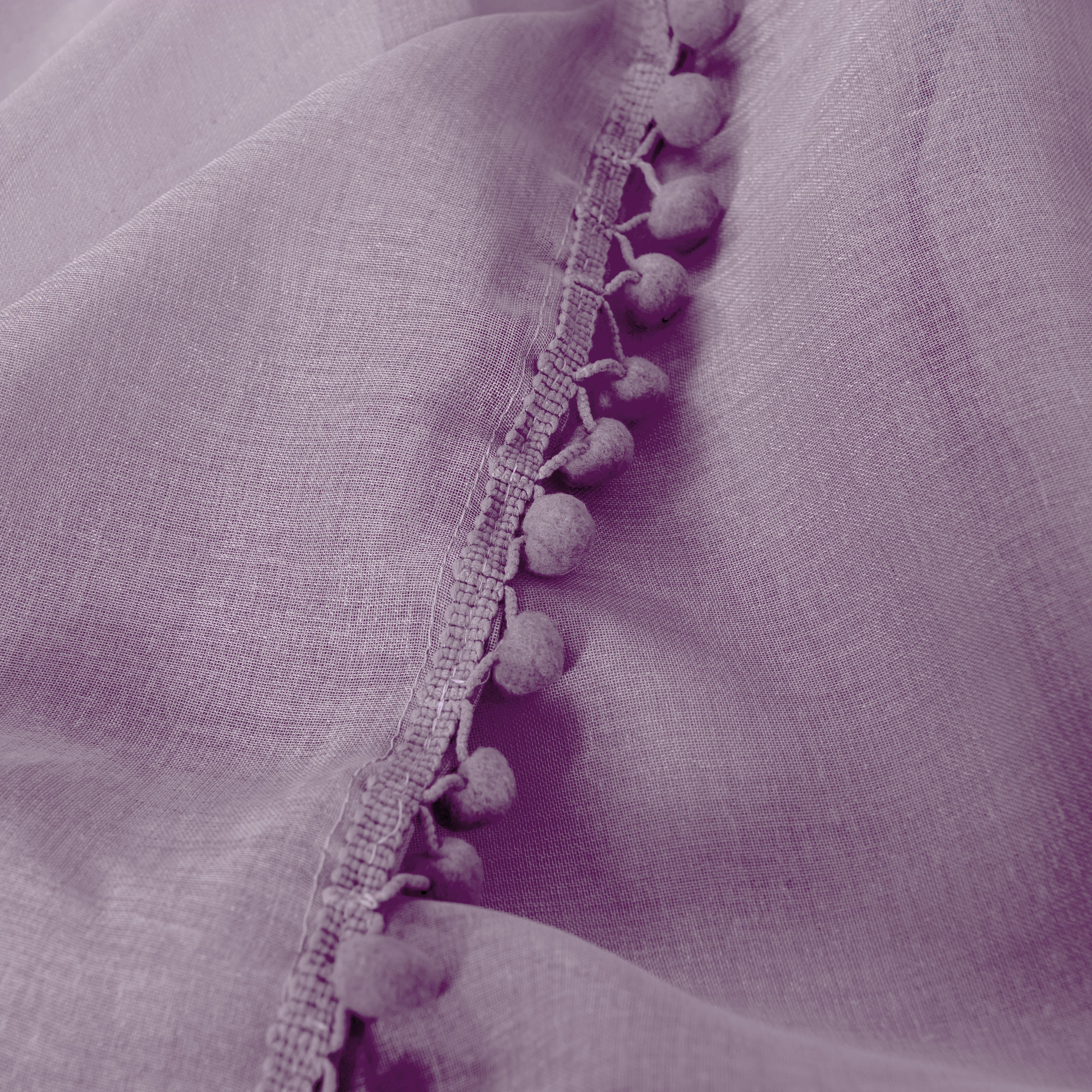 Set of 2 Pom Pom Tasseled Sheer Curtain - Rod Pocket