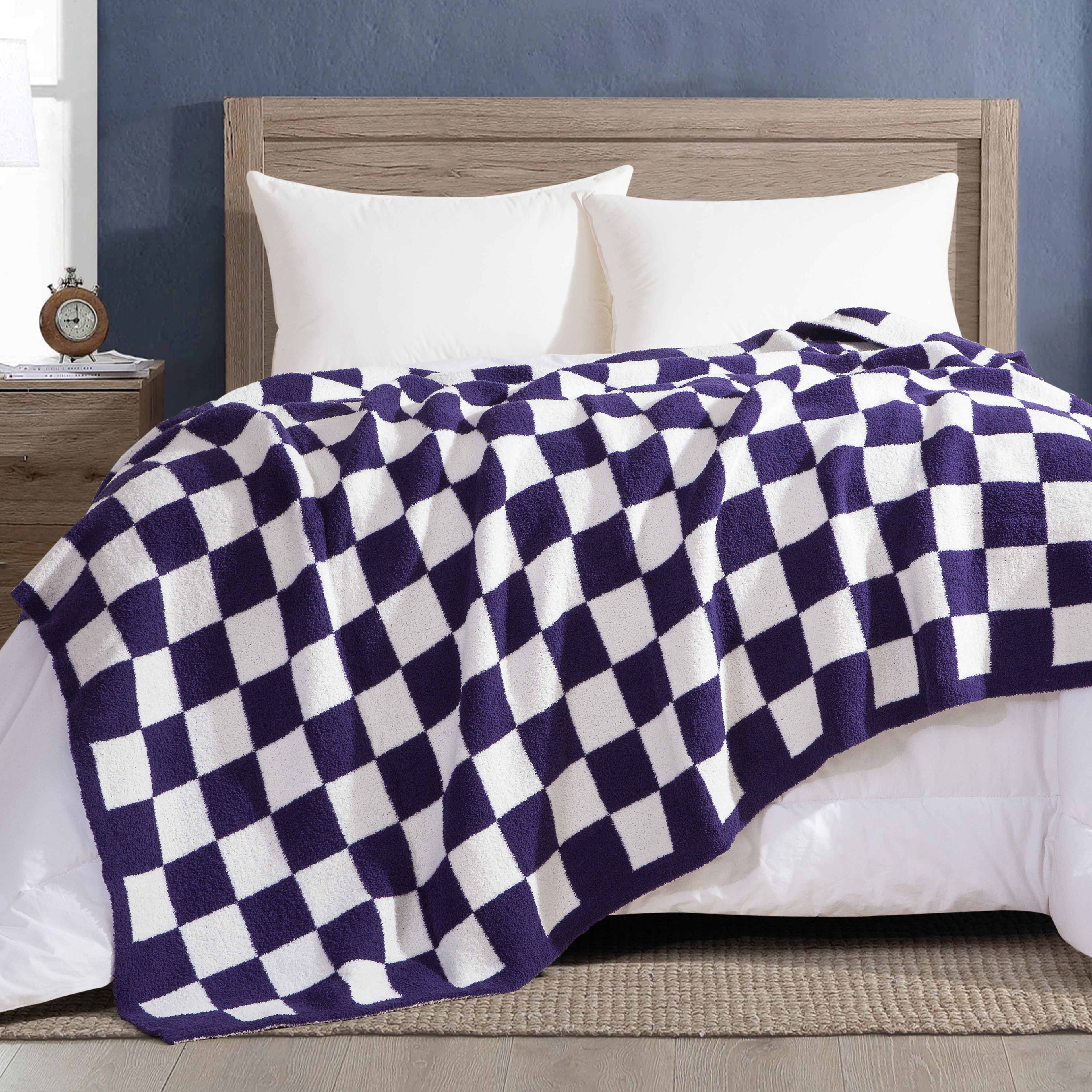 50" x 70"  Ultra Soft Checkered Knitted Throw Blanket