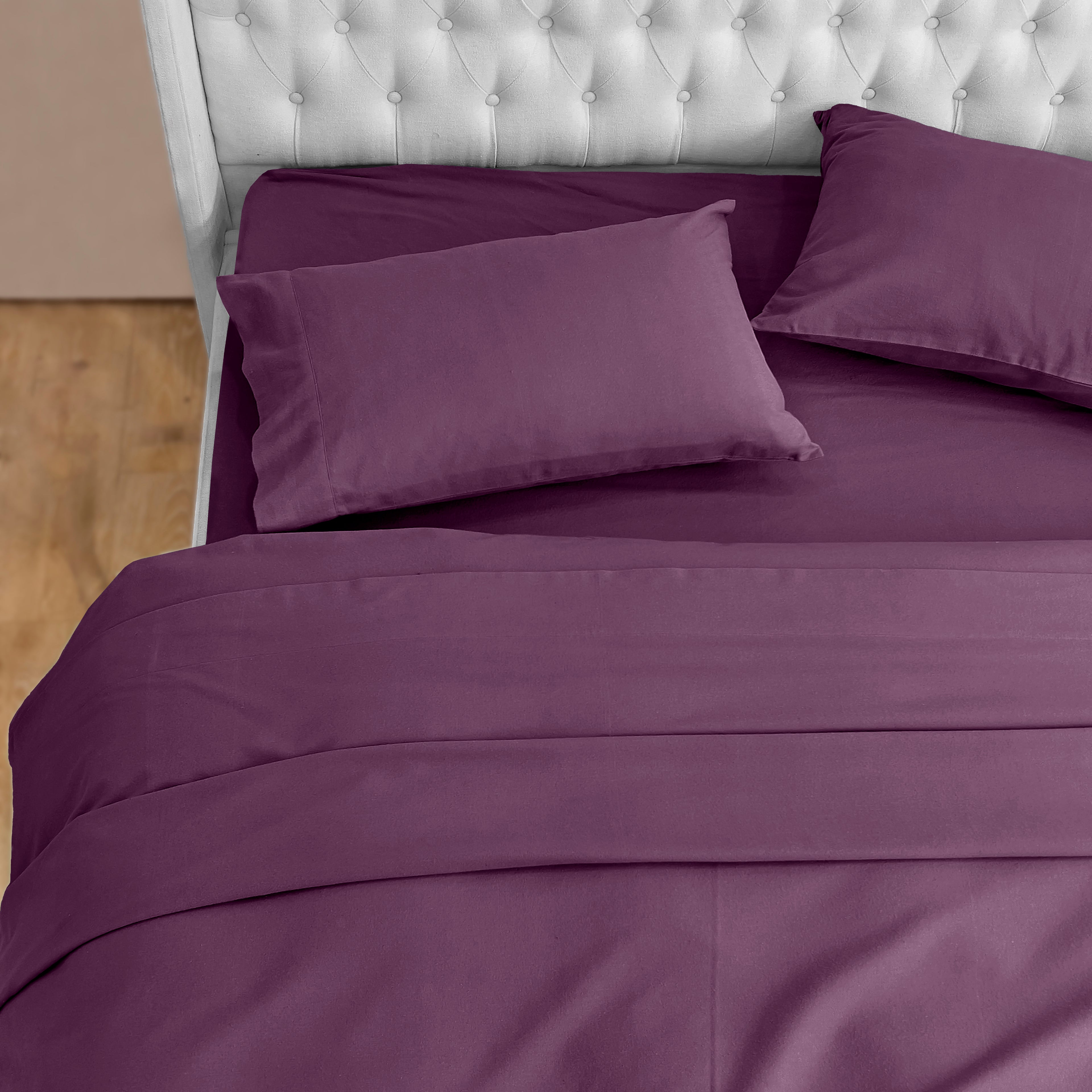 4-Piece Cotton Flannel Sheet Set - 100% Turkish Cotton