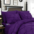 8-Piece Pintuck Pinch Pleated Comforter Set - Includes 4-Piece Sheet Set with Double Sided Storage Pockets