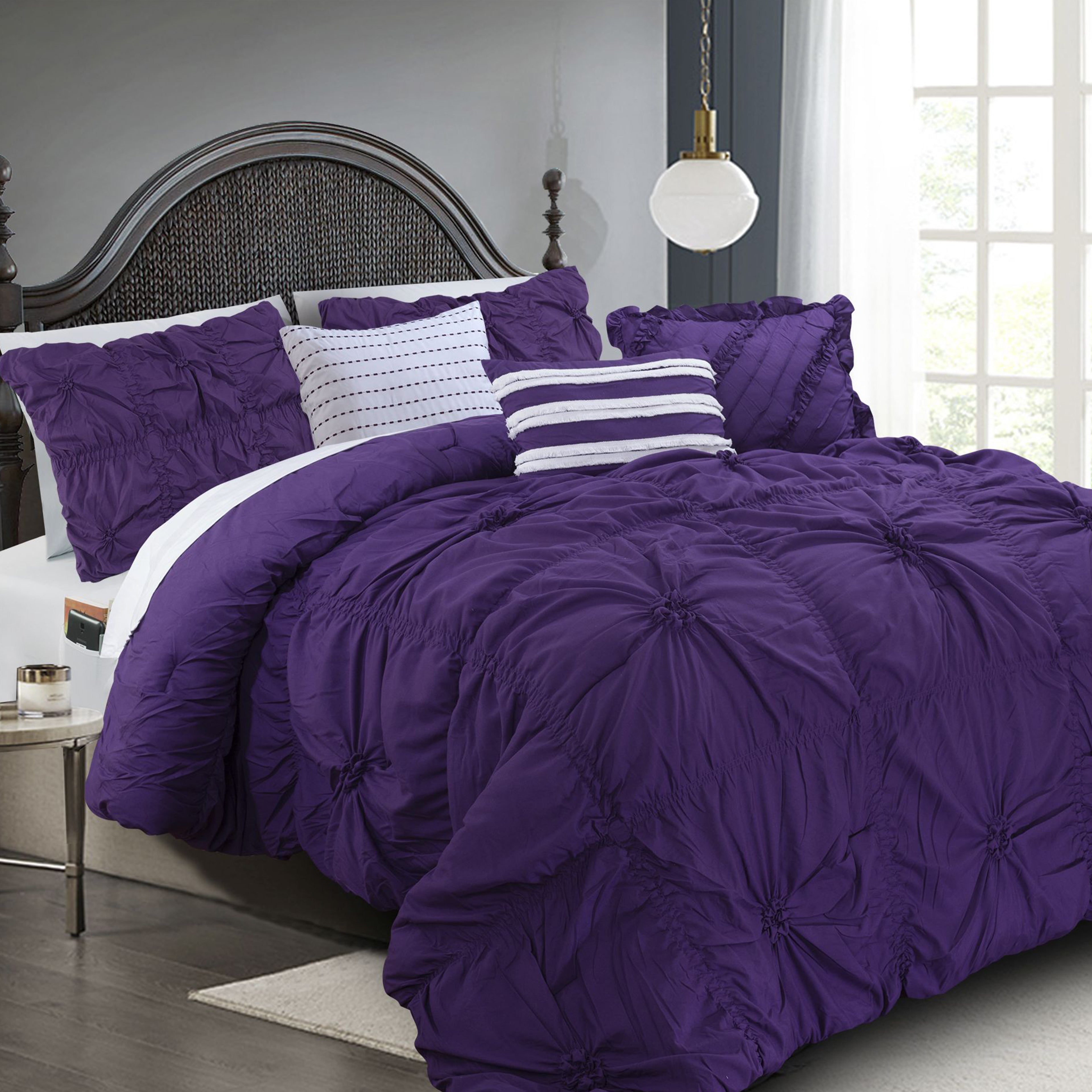12-Piece Amy Oversized Comforter Set - Includes 6-Piece Sheet Set with Double Sided Storage Pockets