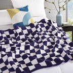 50" x 70"  Ultra Soft Checkered Knitted Throw Blanket