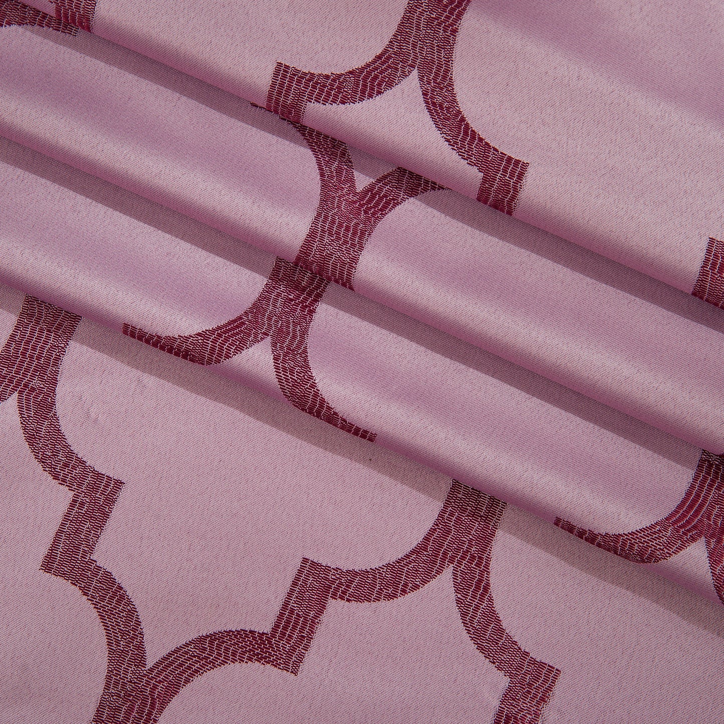 Elegant Comfort 2-Piece Quatrefoil - Moroccan Trellis Jacquard Look Curtain Panels- Attached Valance - 54" W x 84" L, Set of 2