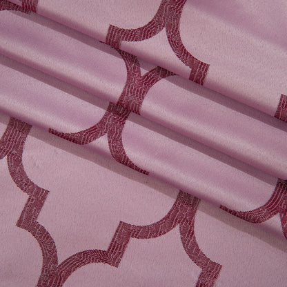 Elegant Comfort 2-Piece Quatrefoil - Moroccan Trellis Jacquard Look Curtain Panels- Attached Valance - 54" W x 84" L, Set of 2