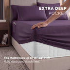 Extra deep 18-24 Inch Pocket 3 Line Embroidery, 6-Piece Sheet Set, Moody Shades