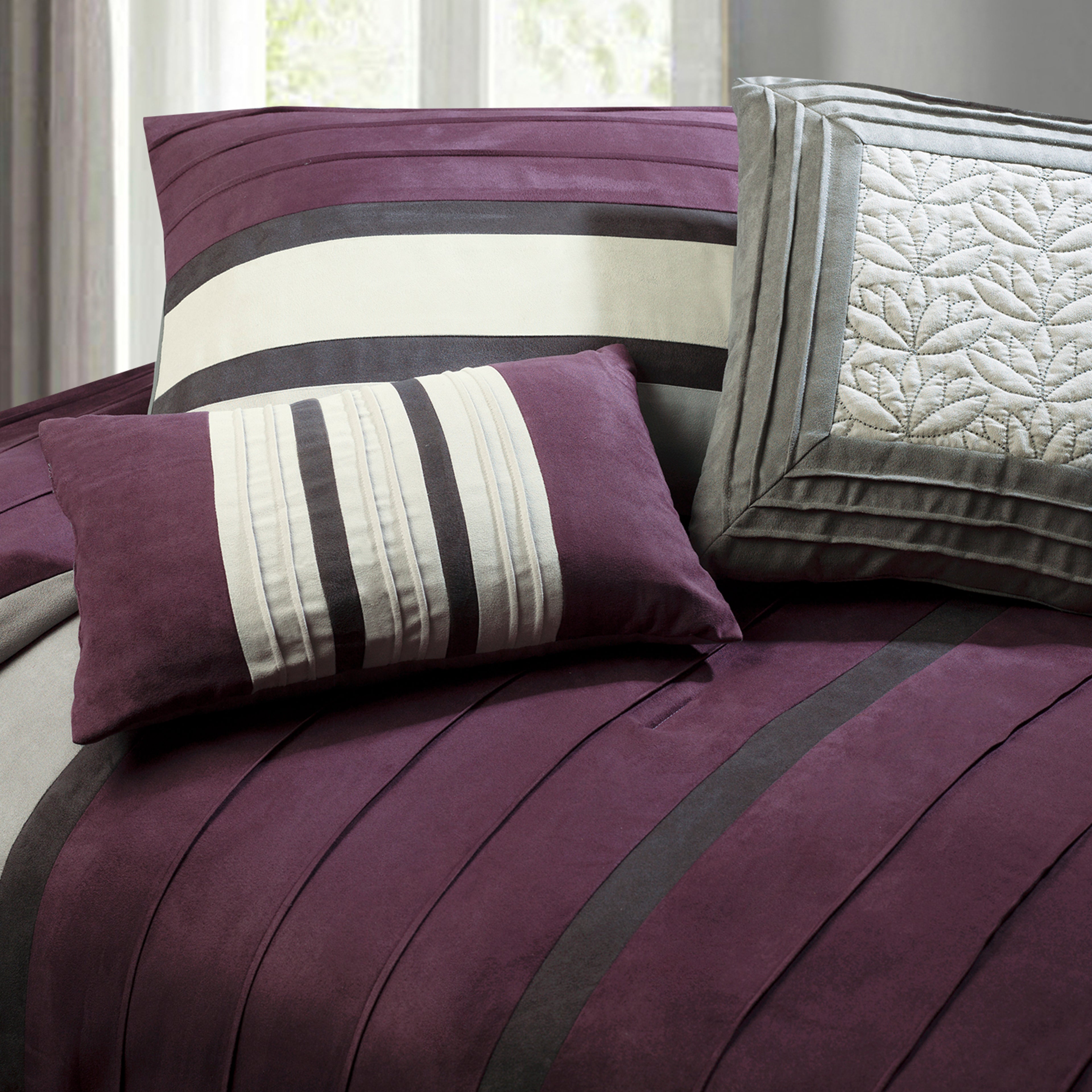 12-Piece Cirena Micro suede Comforter Set, Includes 6-Piece Sheet Set with Double Sided Storage Pockets