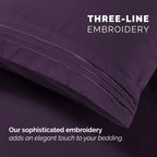 Extra deep 18-24 Inch Pocket 3 Line Embroidery, 6-Piece Sheet Set, Moody Shades