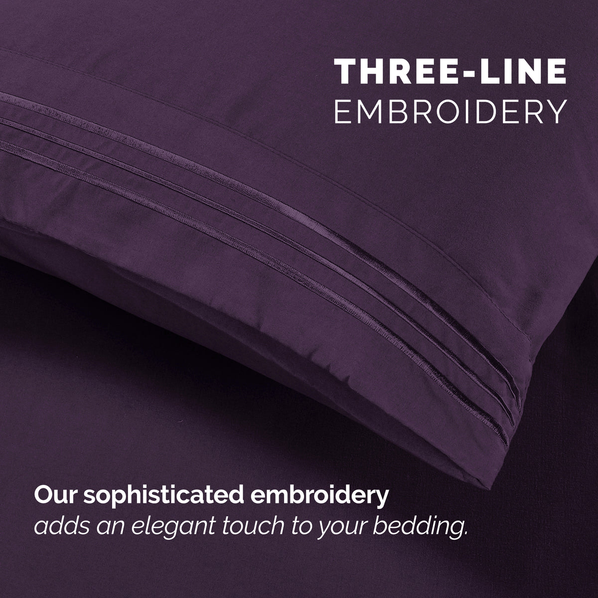 Extra deep 18-24 Inch Pocket 3 Line Embroidery, 6-Piece Sheet Set, Moody Shades