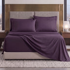 Extra deep 18-24 Inch Pocket 3 Line Embroidery, 6-Piece Sheet Set, Moody Shades