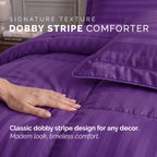 8-Piece Dobby Stripe Comforter Set - Includes 4-Piece Sheet Set with Double Sided Storage Pockets