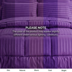 8-Piece Dobby Stripe Comforter Set - Includes 4-Piece Sheet Set with Double Sided Storage Pockets