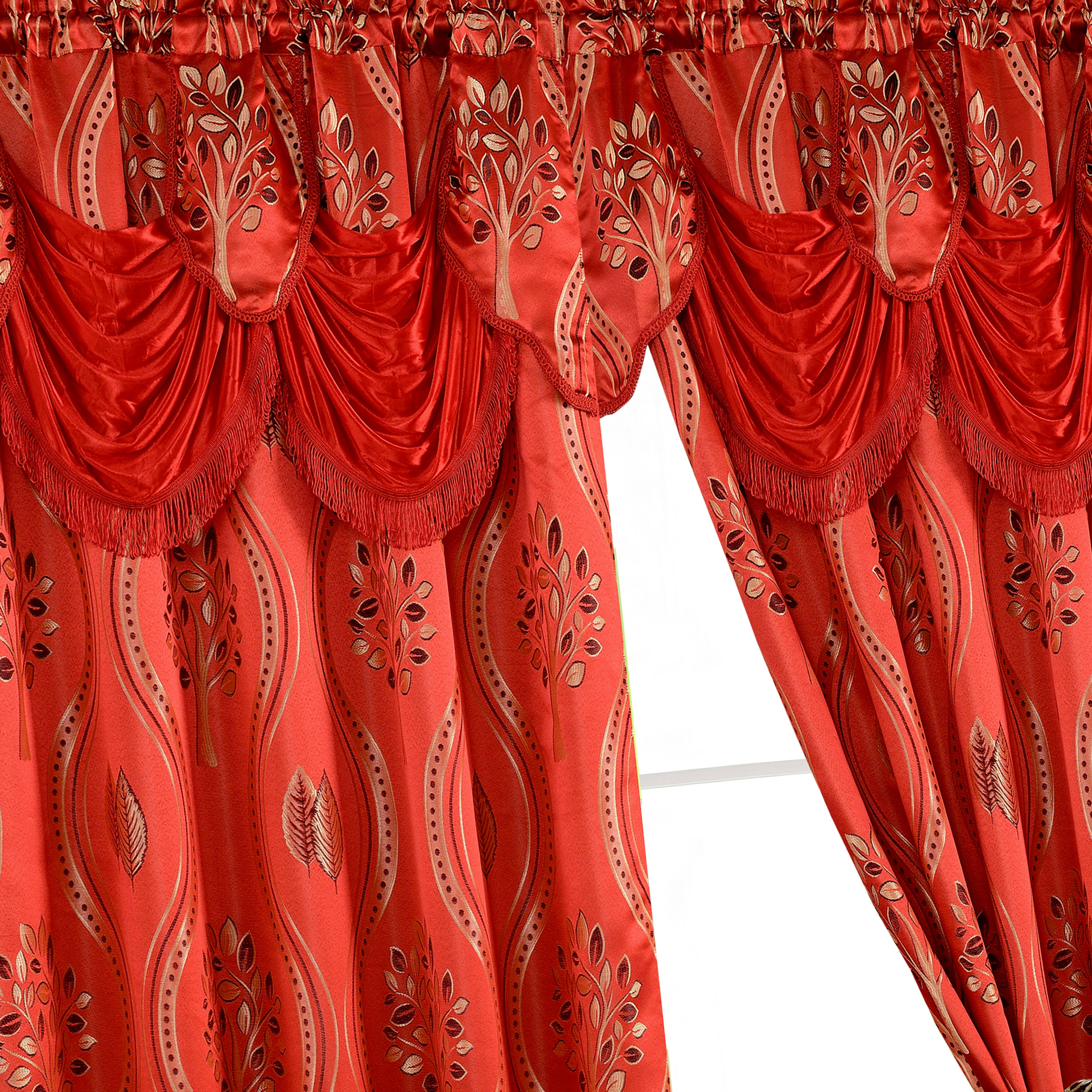 Set of 2 Aurora Curtain Panels- Attached Valance - Rod Pocket- 54" W x 84" L