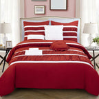 12-Piece Isabella Pleated Ruched Ruffled Comforter Set, Includes 6-Piece Sheet Set with Double Sided Storage Pockets