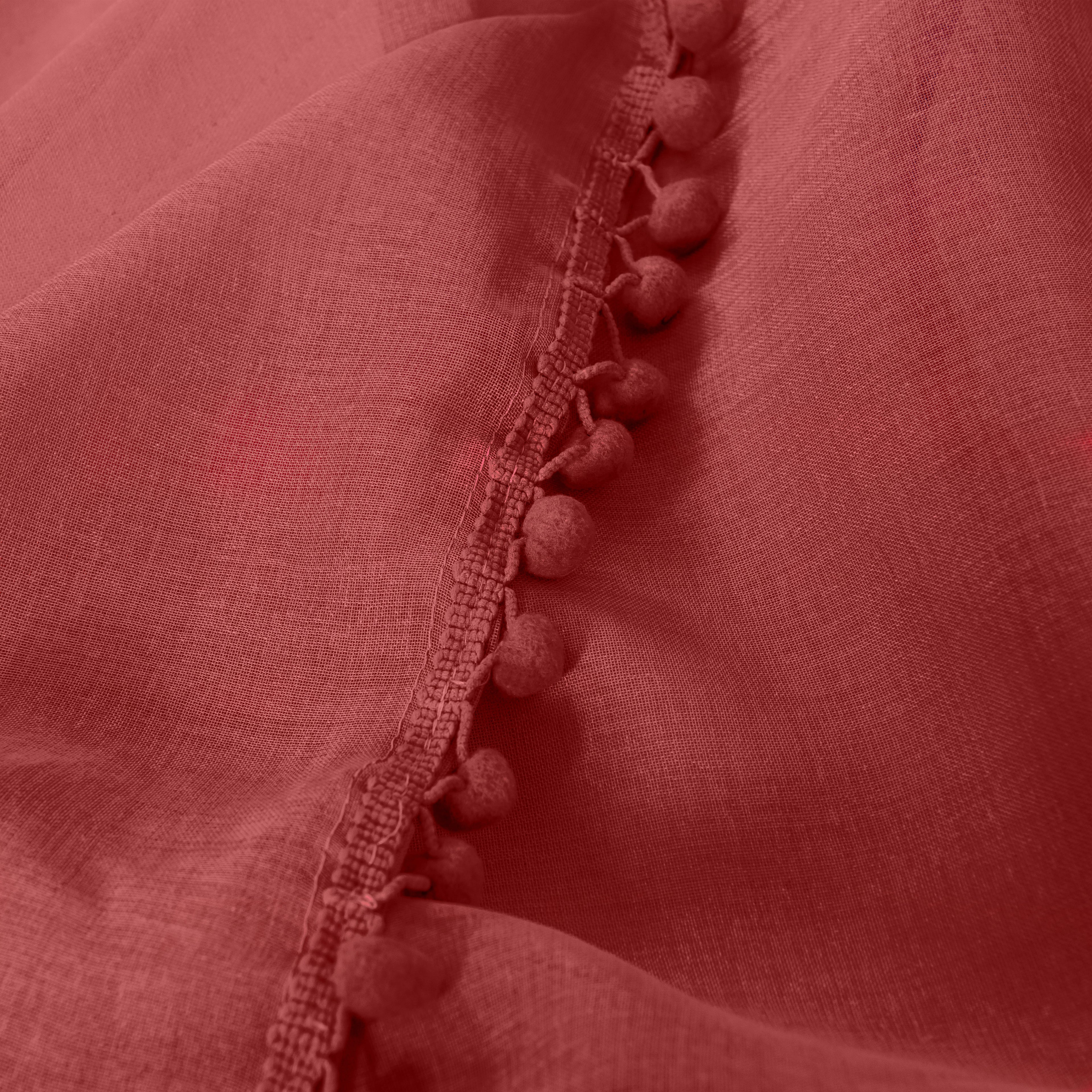 Set of 2 Pom Pom Tasseled Sheer Curtain - Rod Pocket