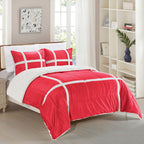 3-Piece Stripe Micro-Suede Reversible Sherpa - Comforter Set