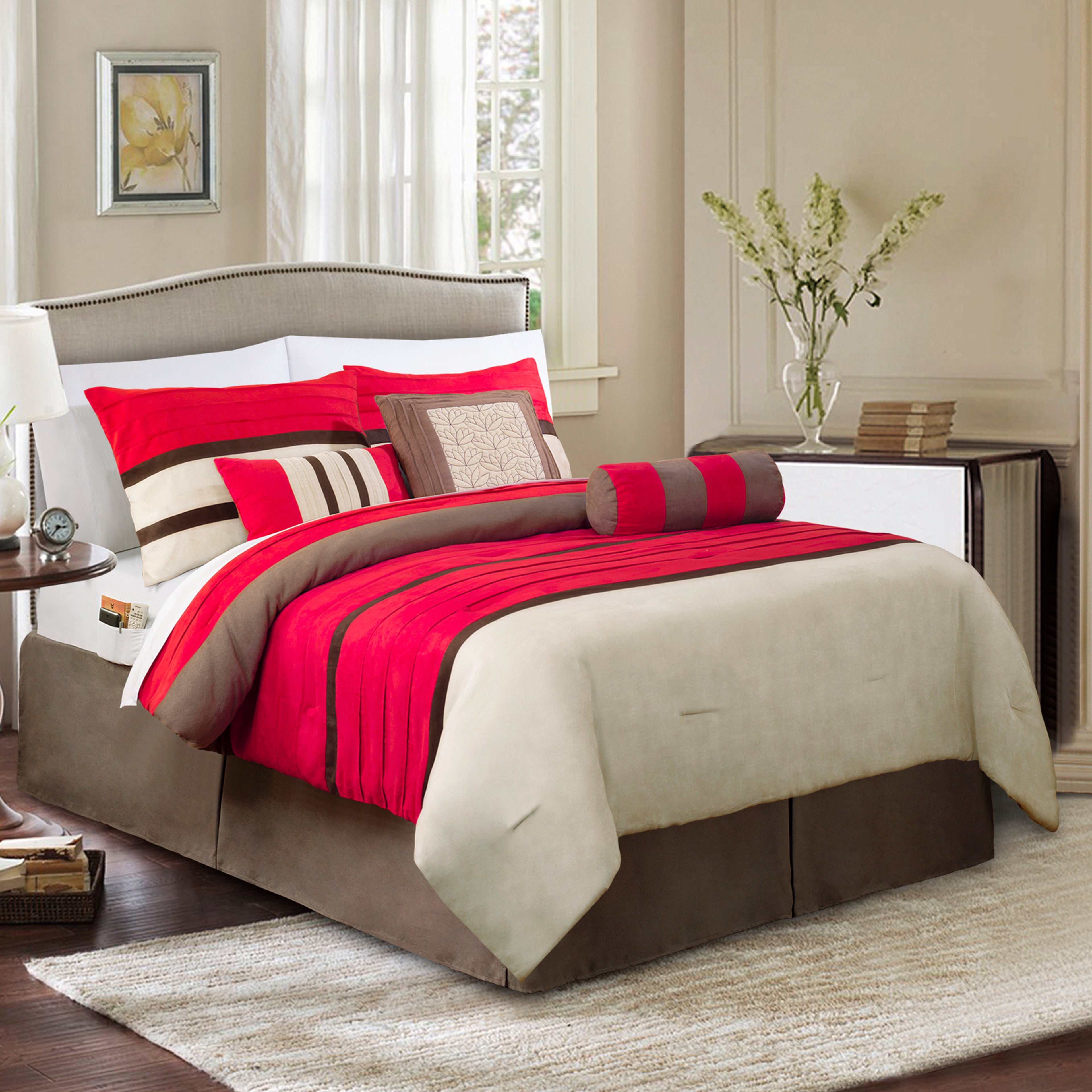 12-Piece Cirena Micro suede Comforter Set, Includes 6-Piece Sheet Set with Double Sided Storage Pockets