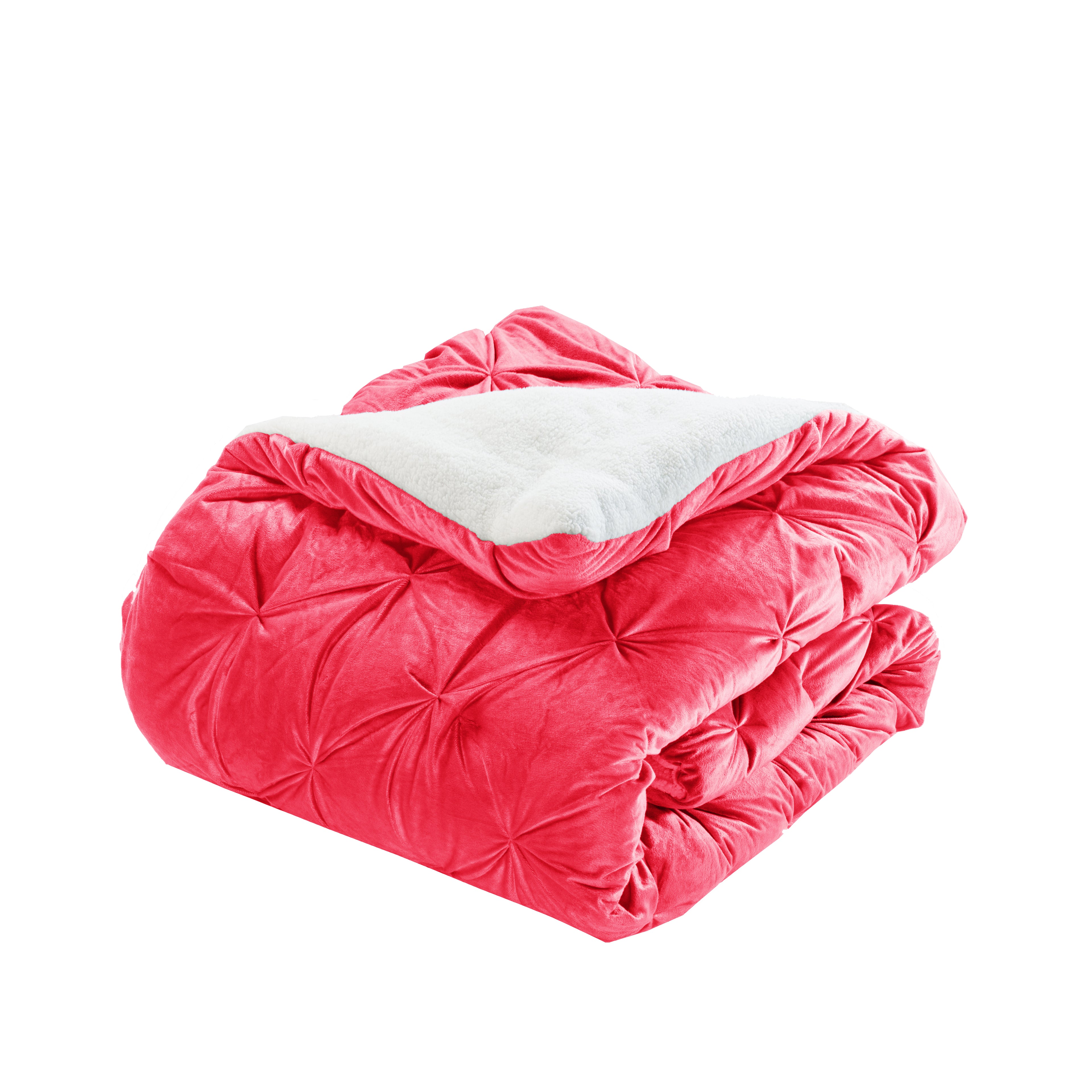 3-Piece Pinch Pleated Micro-Suede Reversible Sherpa - Comforter Set
