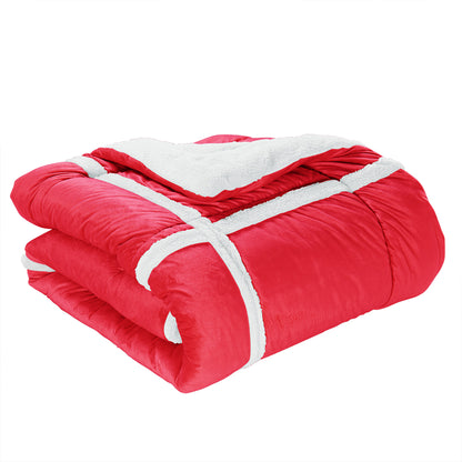 Elegant Comfort 3-Piece Stripe Micro-Suede Reversible Sherpa - Comforter Set