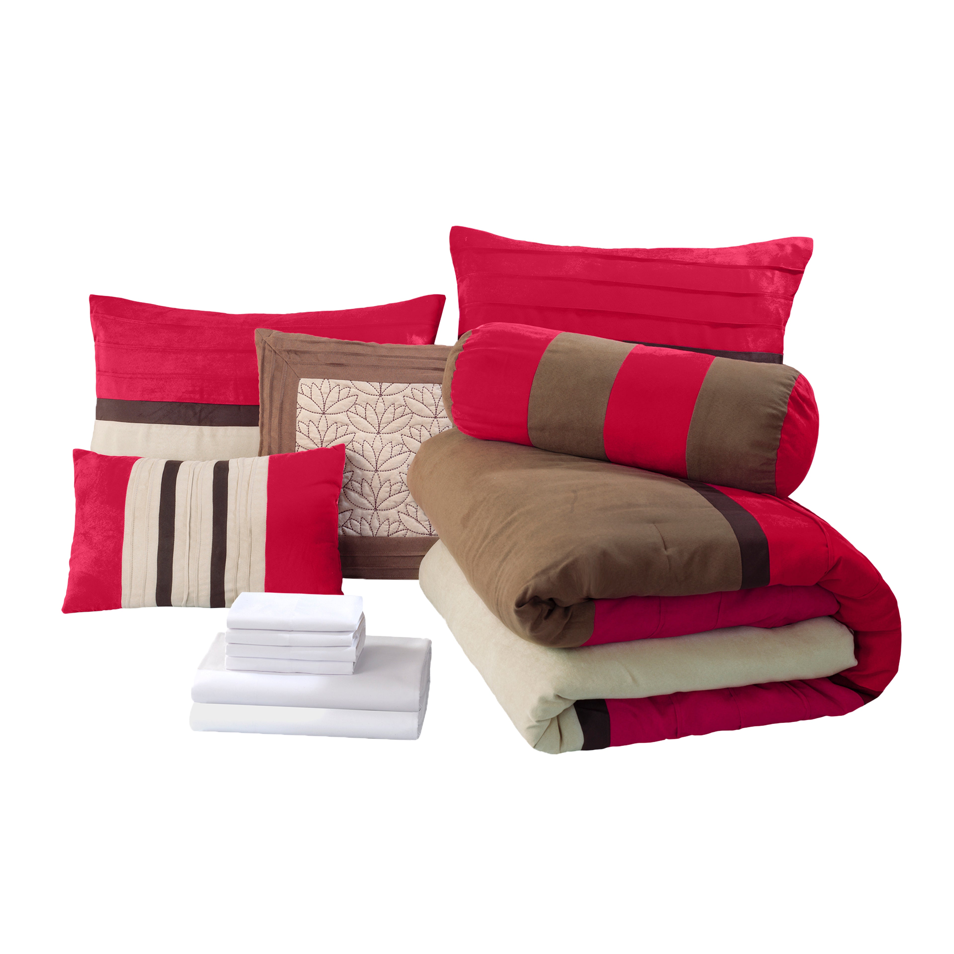 12-Piece Cirena Micro suede Comforter Set, Includes 6-Piece Sheet Set with Double Sided Storage Pockets