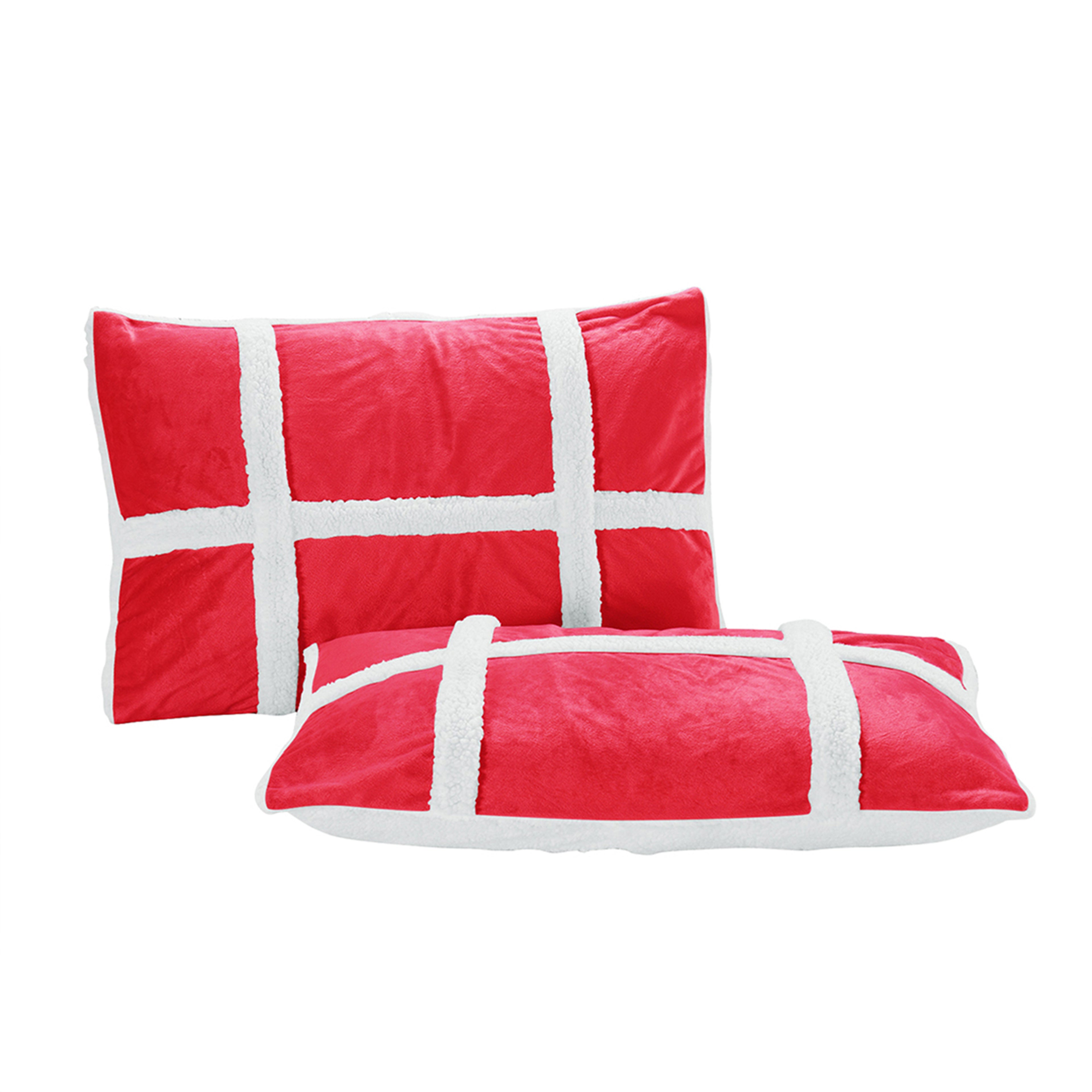 3-Piece Stripe Micro-Suede Reversible Sherpa - Comforter Set