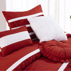 12-Piece Isabella Pleated Ruched Ruffled Comforter Set, Includes 6-Piece Sheet Set with Double Sided Storage Pockets