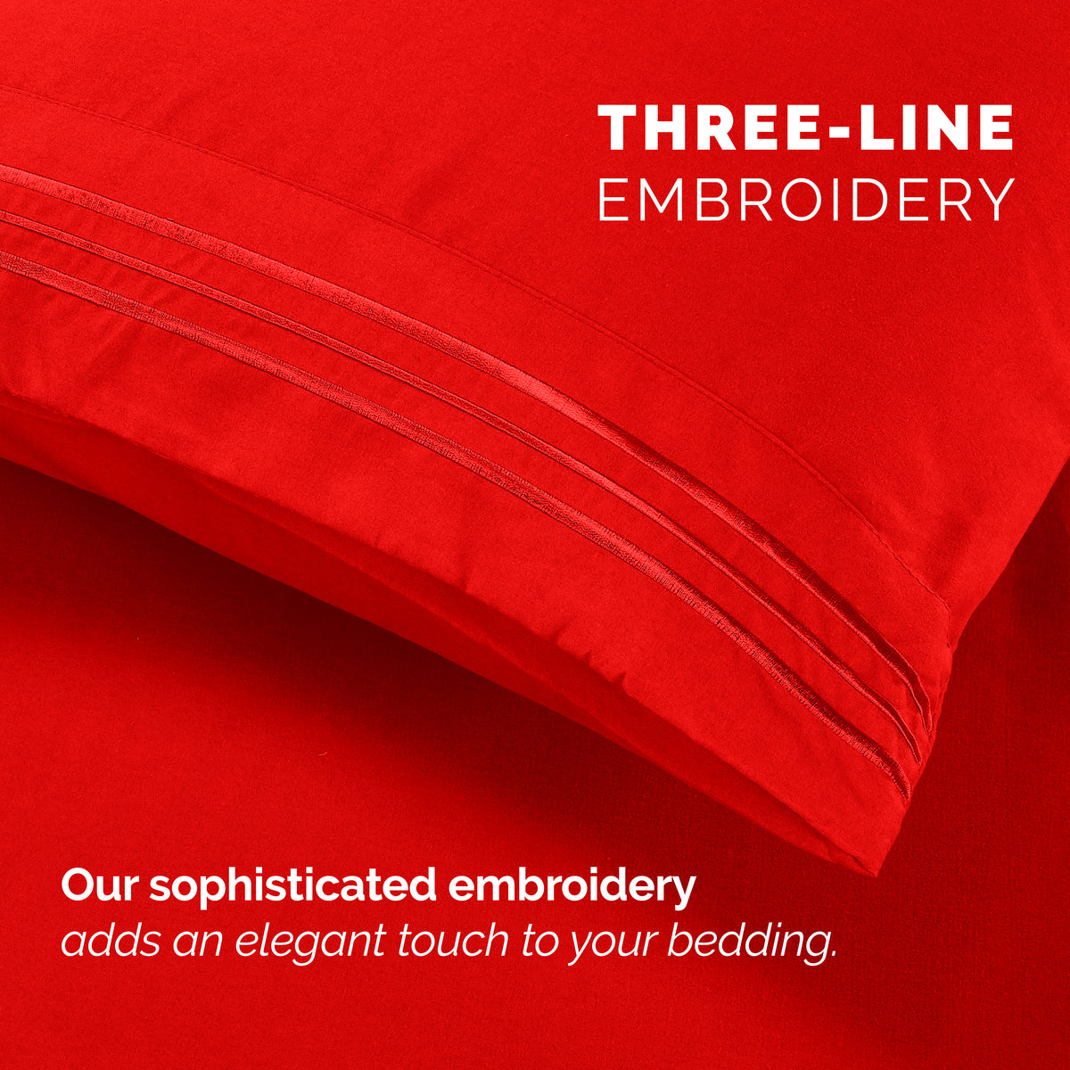 Extra deep Pocket 3 Line Embroidery, 6-Piece Sheet Set