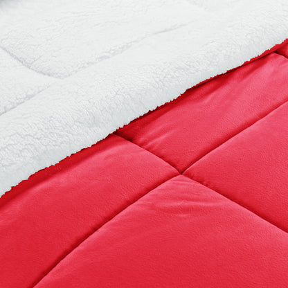 Elegant Comfort 3-Piece Stripe Micro-Suede Reversible Sherpa - Comforter Set