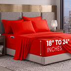 Extra deep Pocket 3 Line Embroidery, 6-Piece Sheet Set