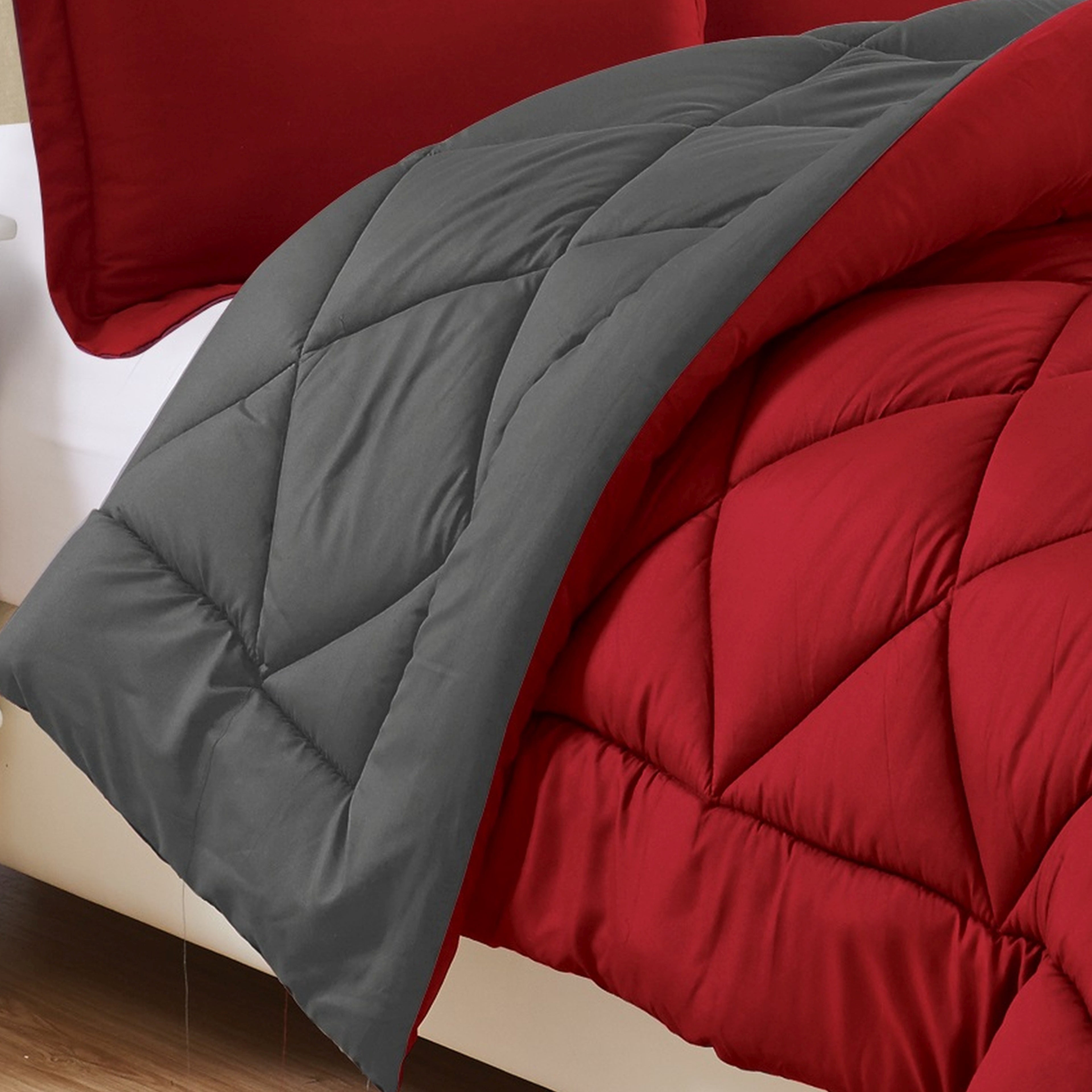 3-Piece Reversible Diamond Stitched Comforter & Shams