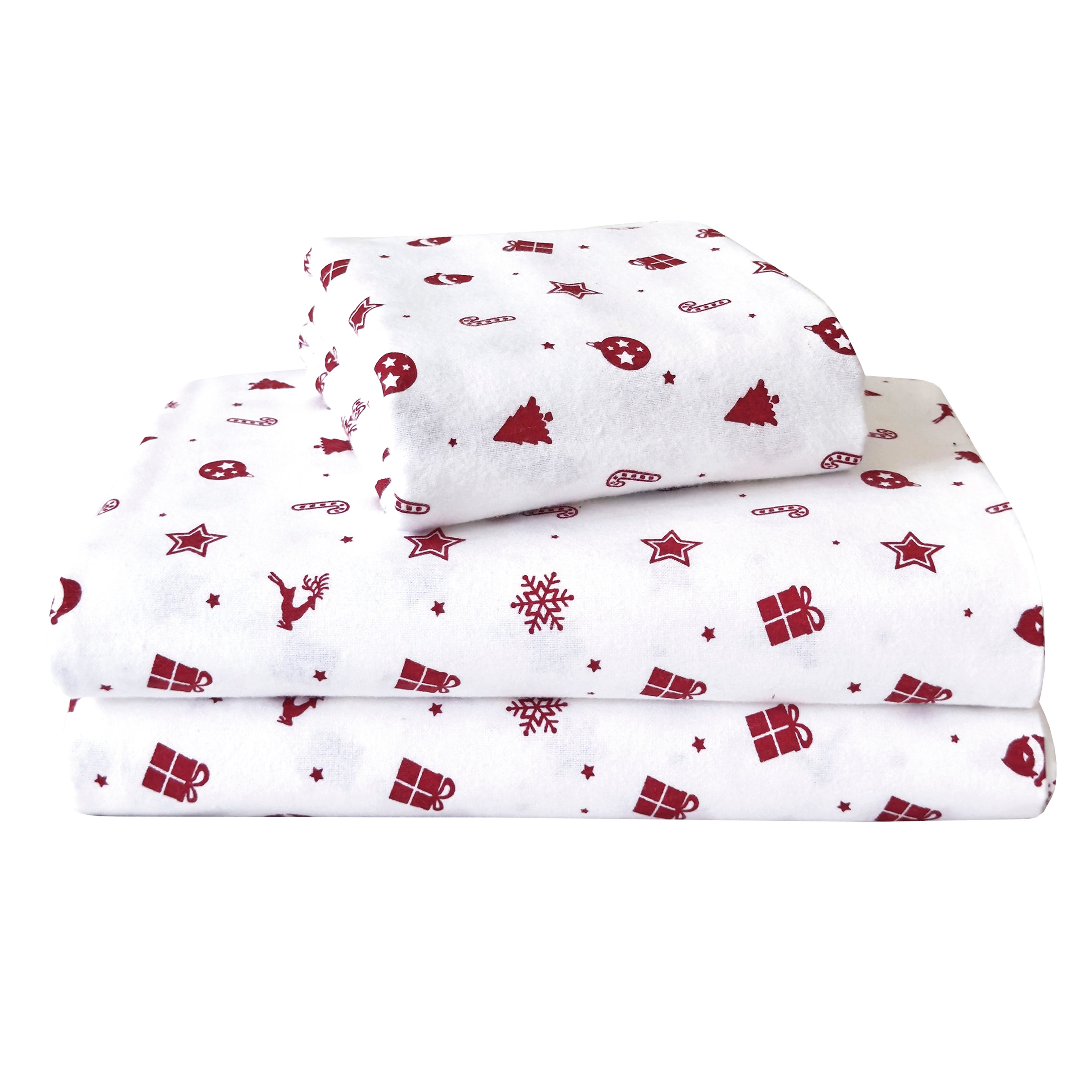 4-Piece Holiday Cotton Flannel Sheet Set - 100% Turkish Cotton