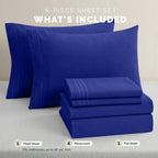 Extra deep 18-24 Inch Pocket 3 Line Embroidery, 6-Piece Sheet Set, Moody Shades