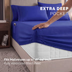 Extra deep 18-24 Inch Pocket 3 Line Embroidery, 6-Piece Sheet Set, Moody Shades