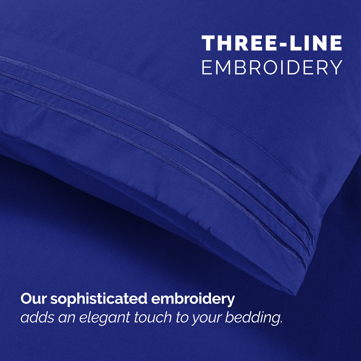 Extra deep 18-24 Inch Pocket 3 Line Embroidery, 6-Piece Sheet Set, Moody Shades