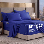 Extra deep 18-24 Inch Pocket 3 Line Embroidery, 6-Piece Sheet Set, Moody Shades