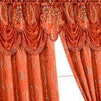 Set of 2 Aurora Curtain Panels- Attached Valance - Rod Pocket- 54" W x 84" L