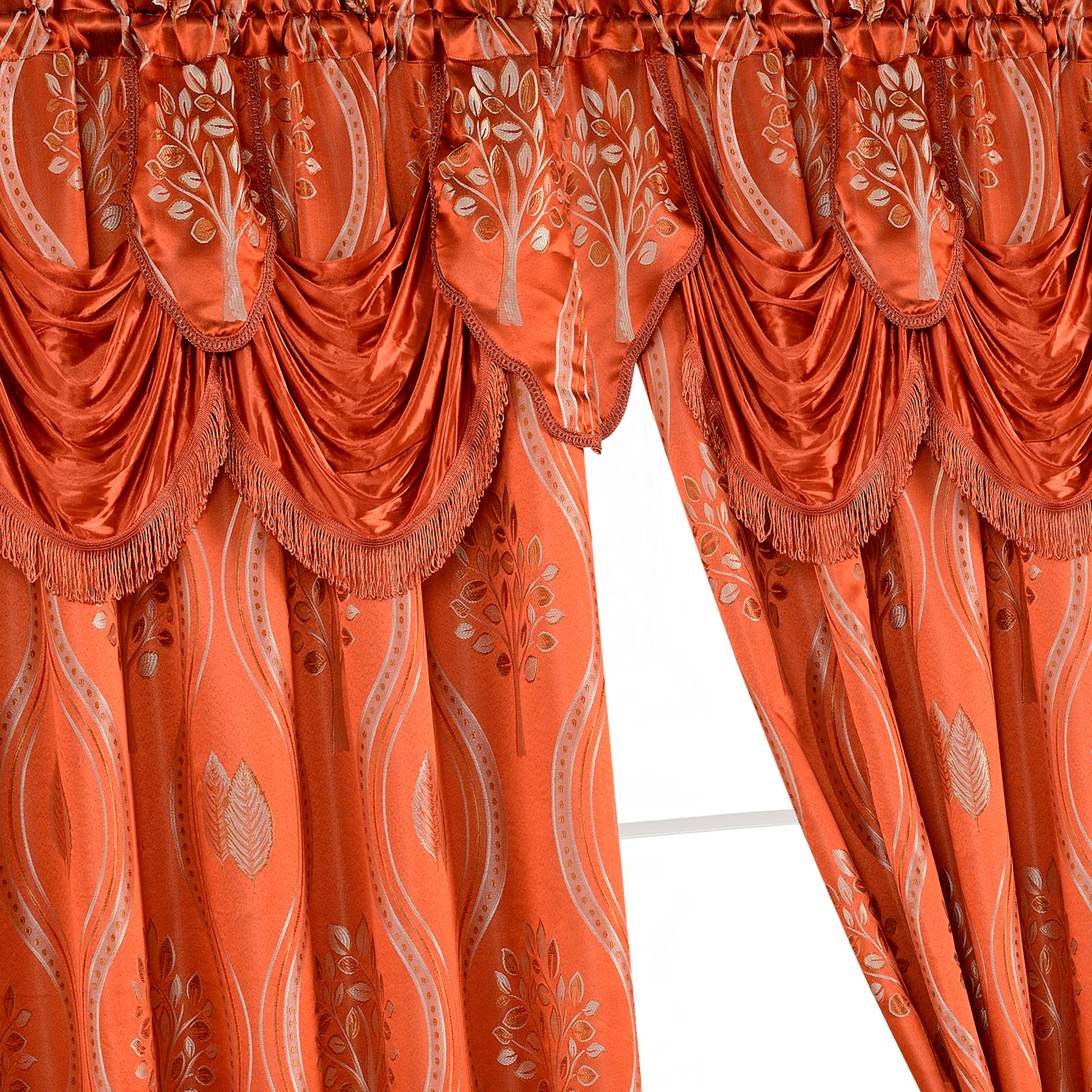Set of 2 Aurora Curtain Panels- Attached Valance - Rod Pocket- 54" W x 84" L
