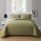 3-Piece Majestic Quilted Reversible Bedspread Coverlet Set