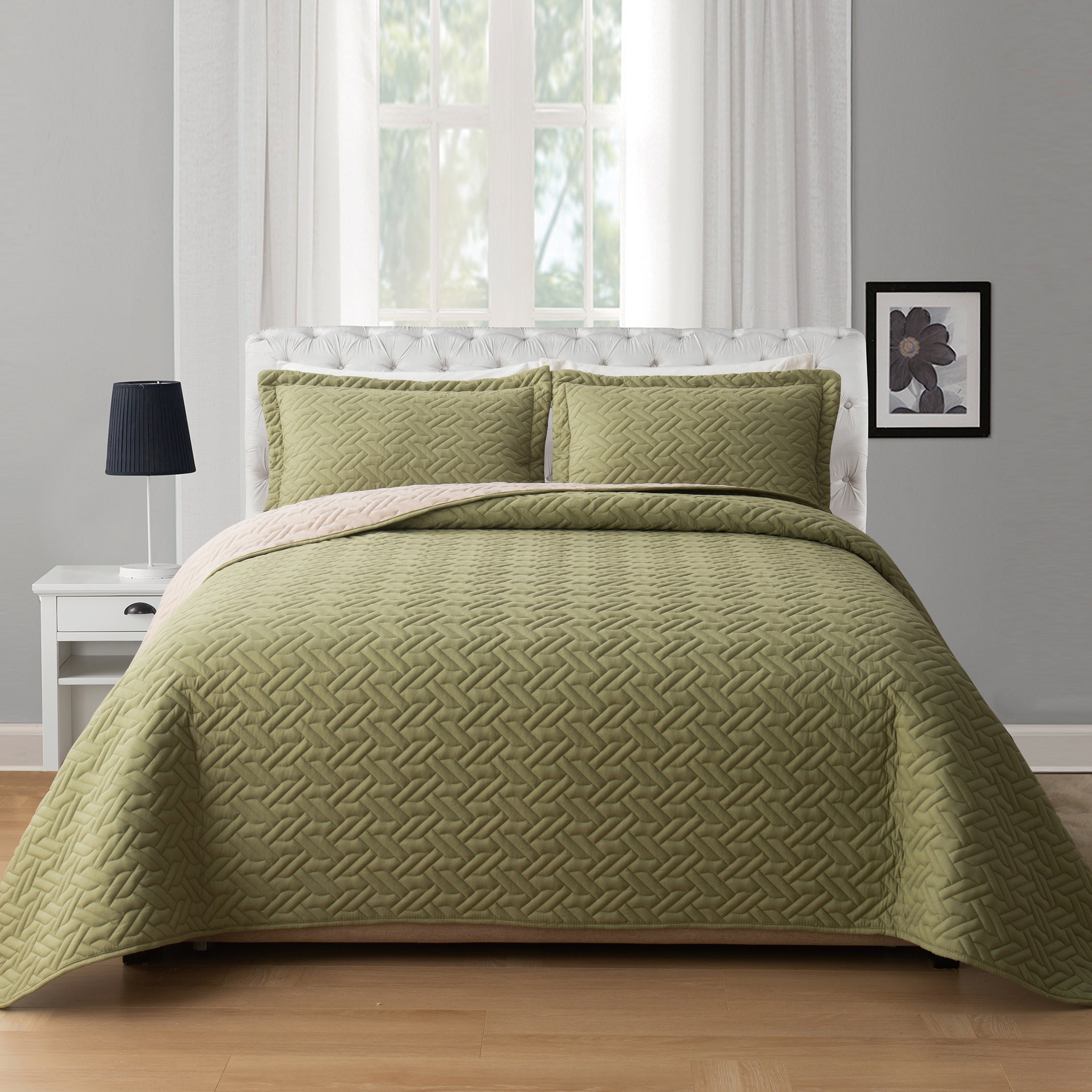 3-Piece Majestic Quilted Reversible Bedspread Coverlet Set