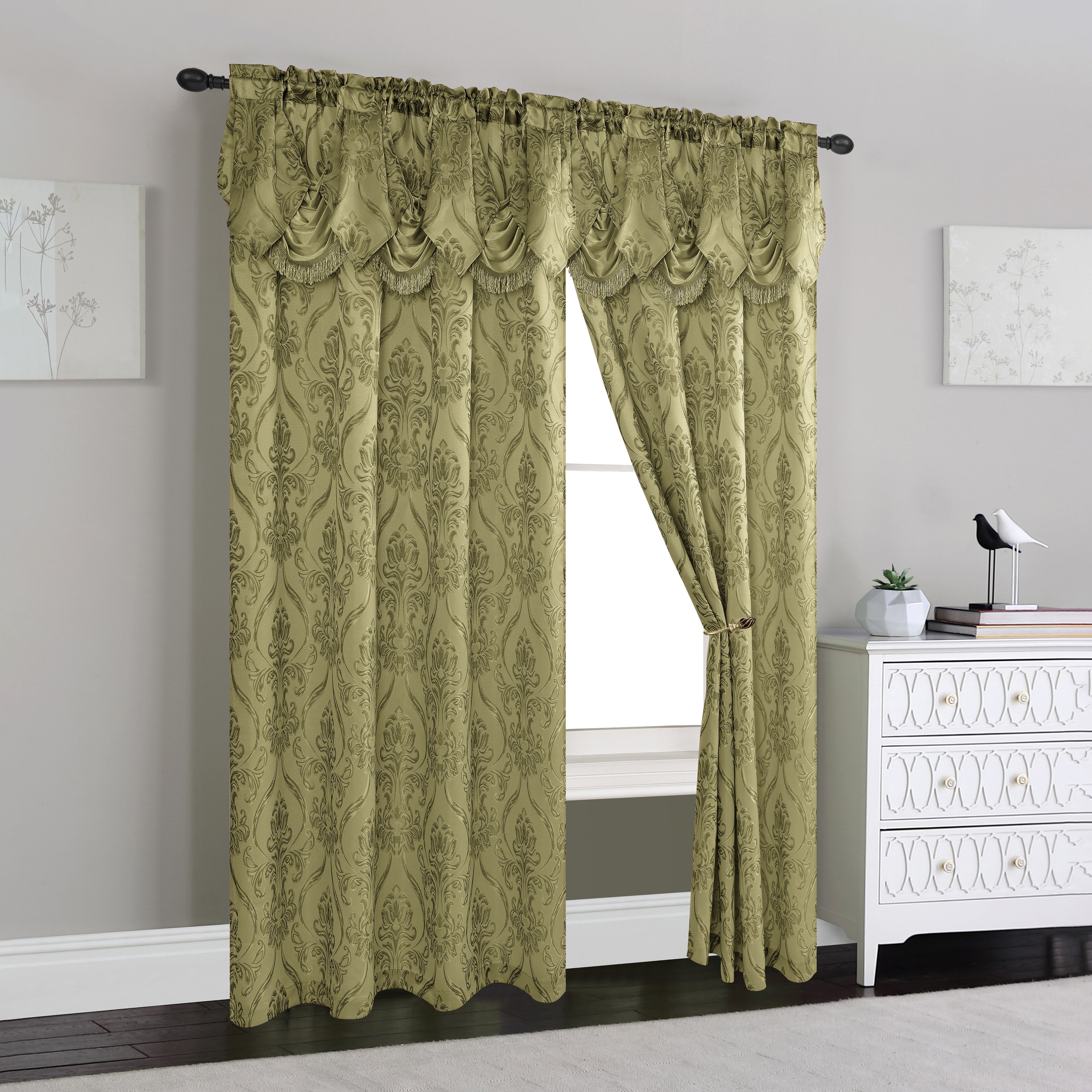 Set of 2 Penelope Jacquard Look Curtain Panels - 54" W x 84" L