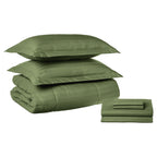 8-Piece Dobby Stripe Comforter Set - Includes 4-Piece Sheet Set with Double Sided Storage Pockets